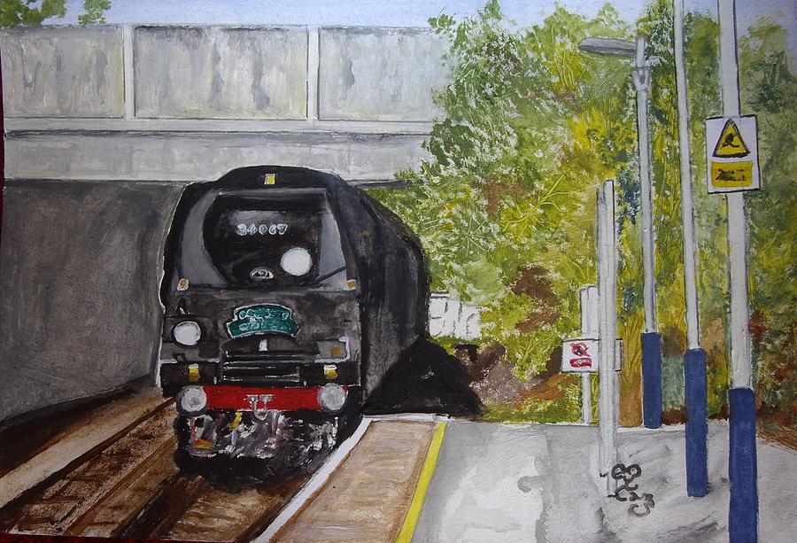 Tangmere approaching Chertsey Station Painting by Carole Robins