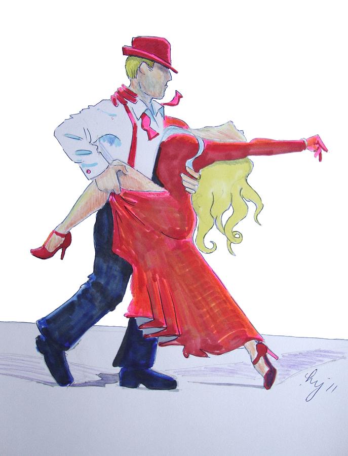 Tango Dancers Drawing by Mike Jory