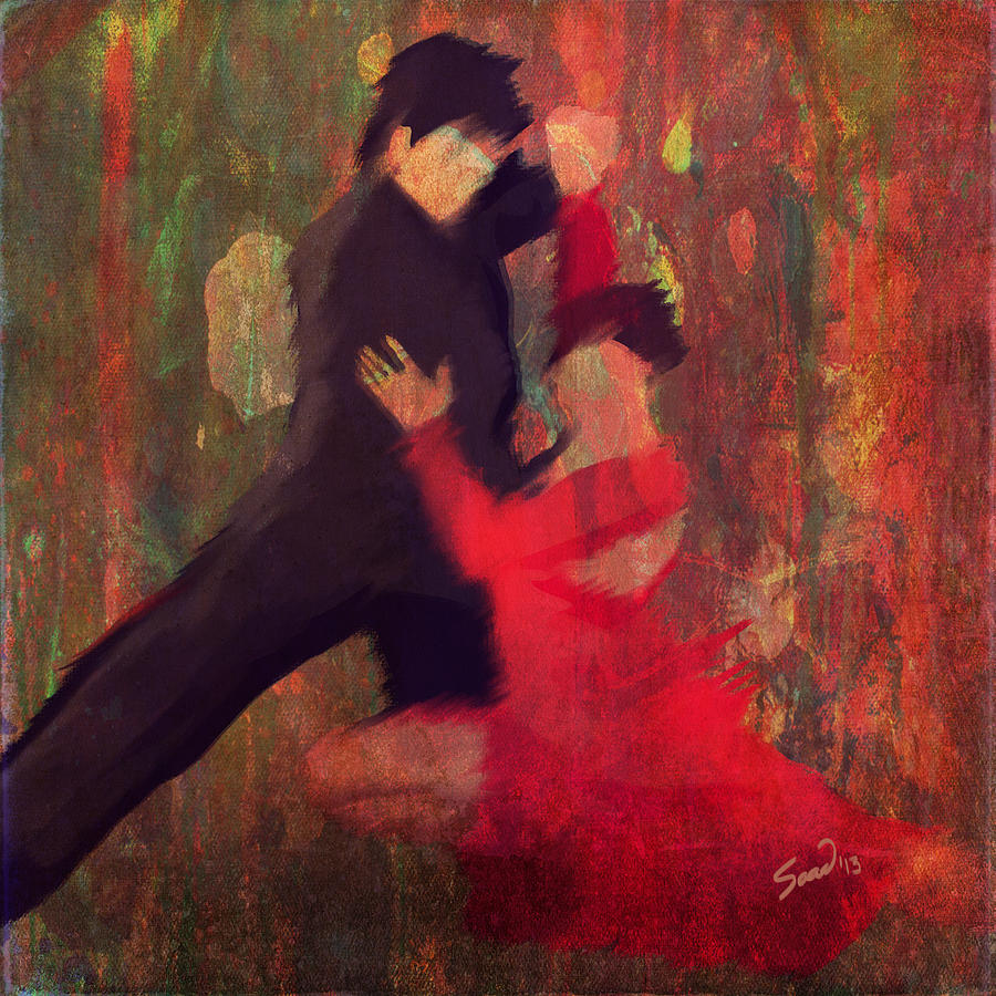 Human Figure Painting - Tango de Fuego/Fire Tango by Yiries Saad