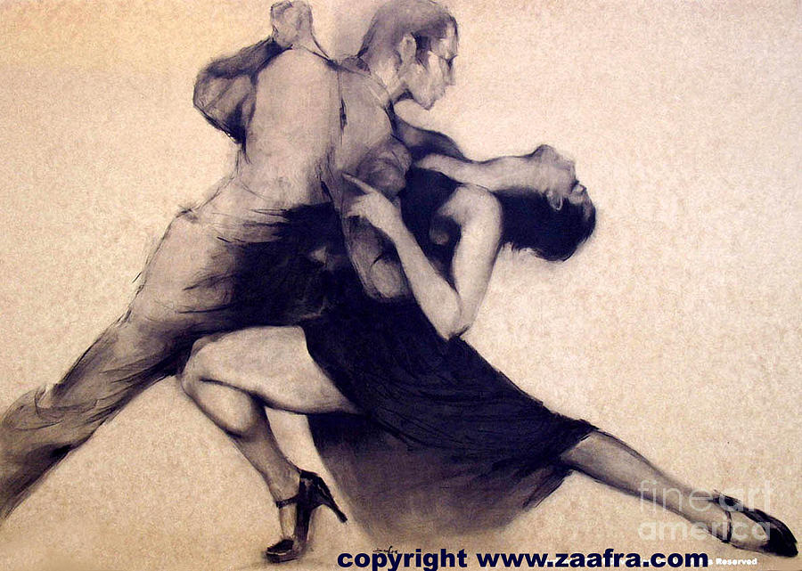 Charcoal Drawing - Tango by Zaafra David