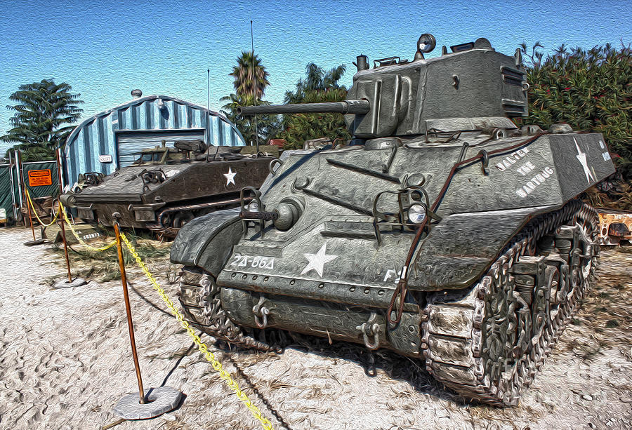 Sherman Tank Painting - Tank - 02 by Gregory Dyer