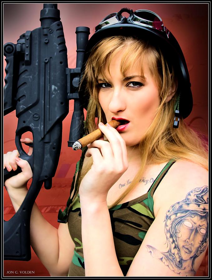 Tank Girl Smoking Photograph by Jon Volden