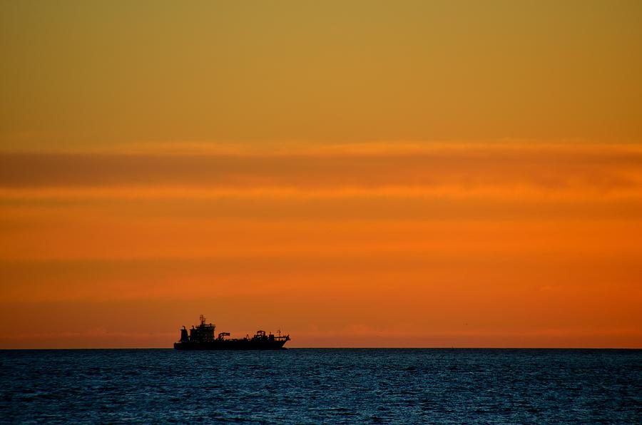 Freighter off Montevideo Photograph by Steven Richman