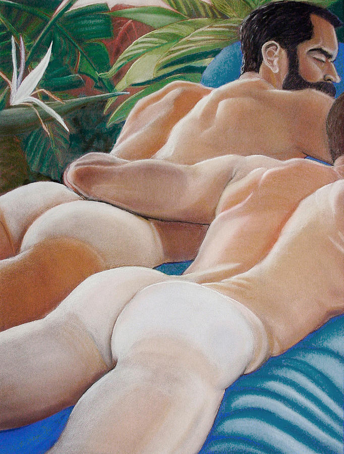Gay Male Drawing - Tanlines Tropical by David W Haskins