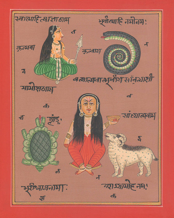 Tantra Yantra Artwork Miniature Painting India Vedic Artwork Goddess Santoshi ma Painting by A K Mundhra