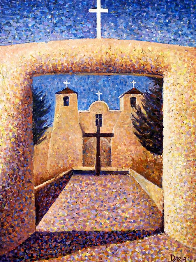 Taos Adobe Church Painting by Daria Yesieva-Kartsinski - Fine Art America