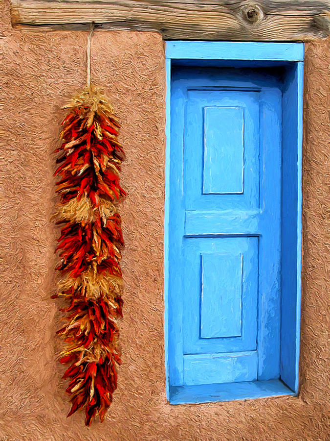 Taos Blue Door Painting by Dominic Piperata