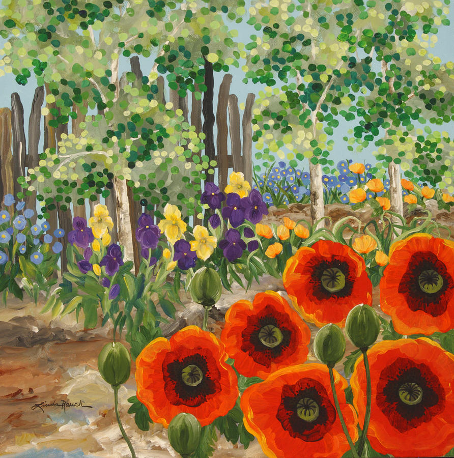 Taos Garden Painting by Linda Rauch