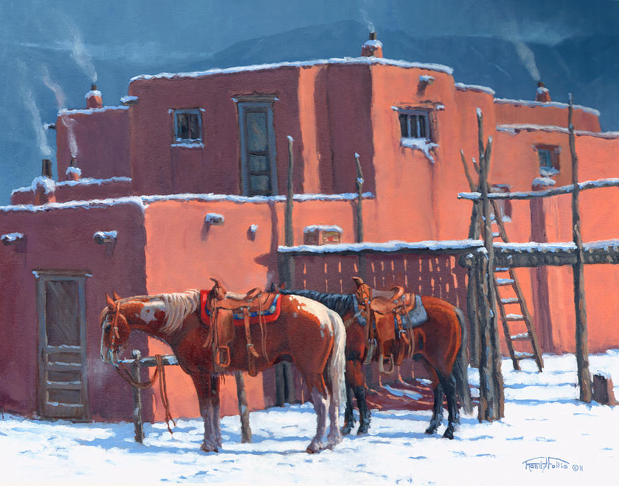 Horse Painting - Taos Horses by Randy Follis