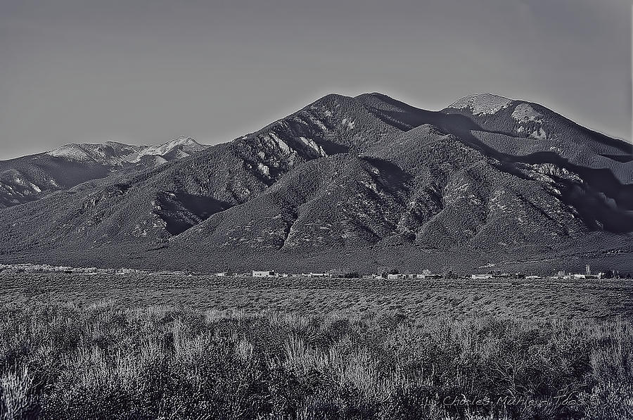 Taos in black and white II Photograph by Charles Muhle