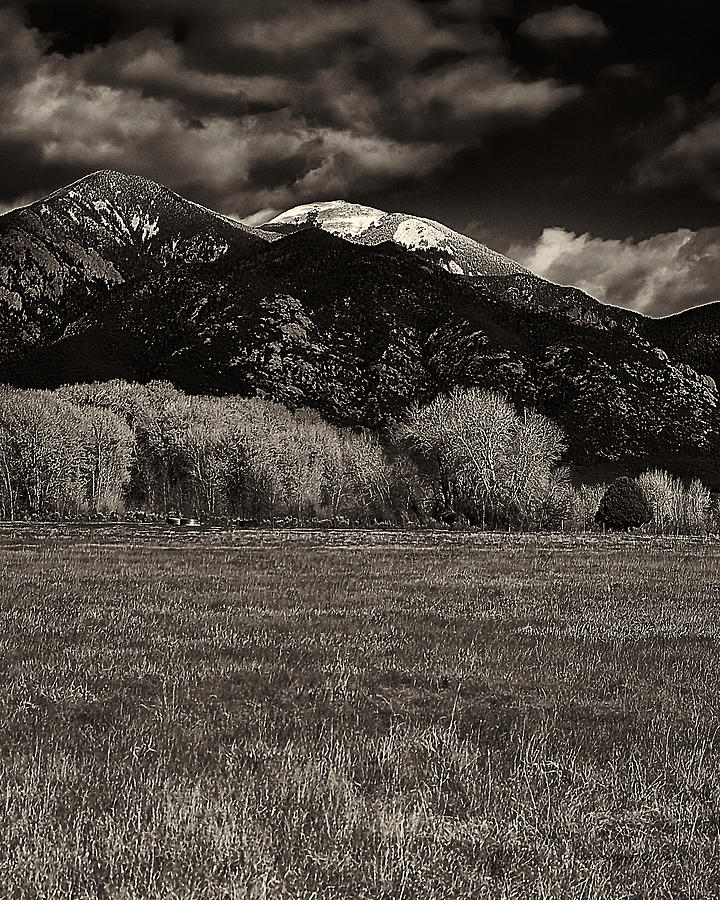 Taos Photograph - Taos in the Fall B_W by Charles Muhle