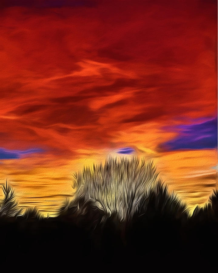 Taos Sunset LX - OKeeffe Painting by Charles Muhle