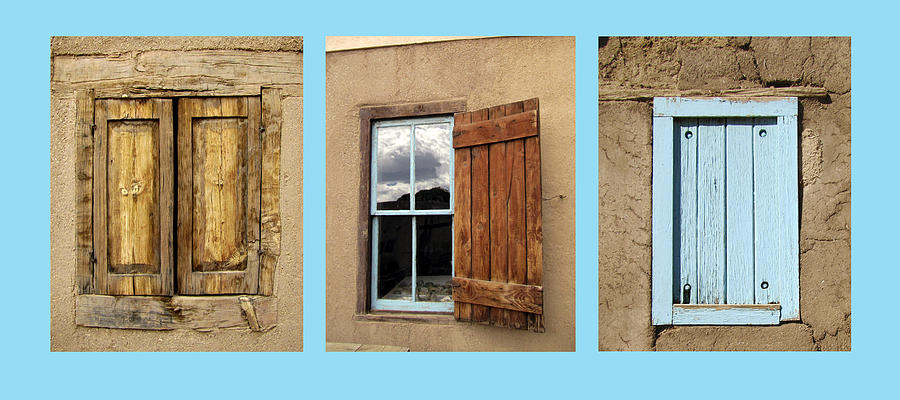 Taos Three Windows on Turquoise Photograph by Ann Powell