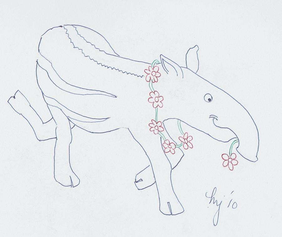 Tapir cartoon Drawing by Mike Jory
