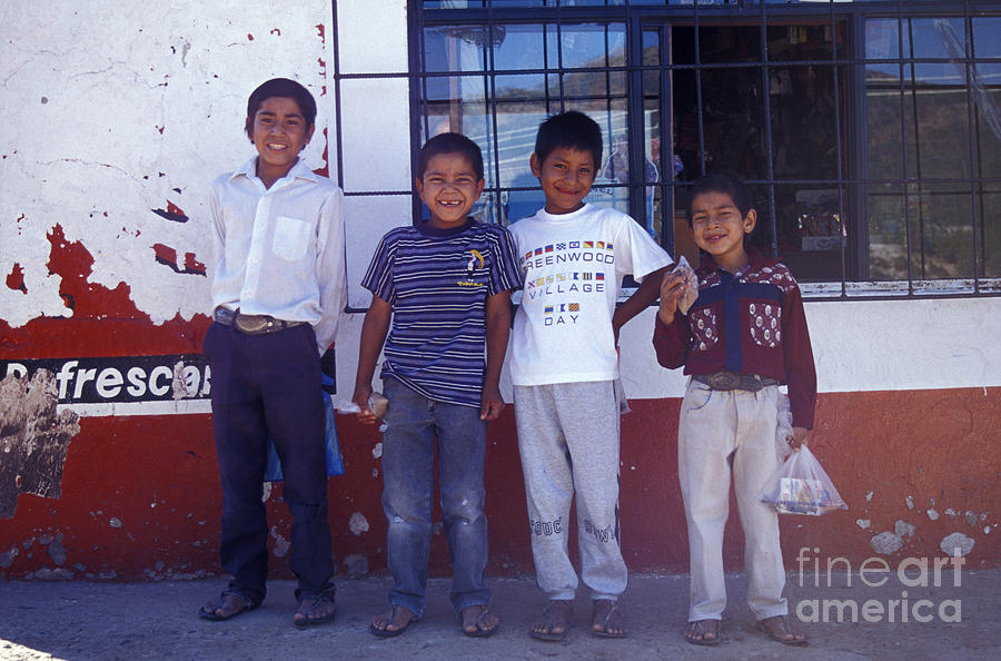 Tarahumara Boys Mexico Photograph by John  Mitchell
