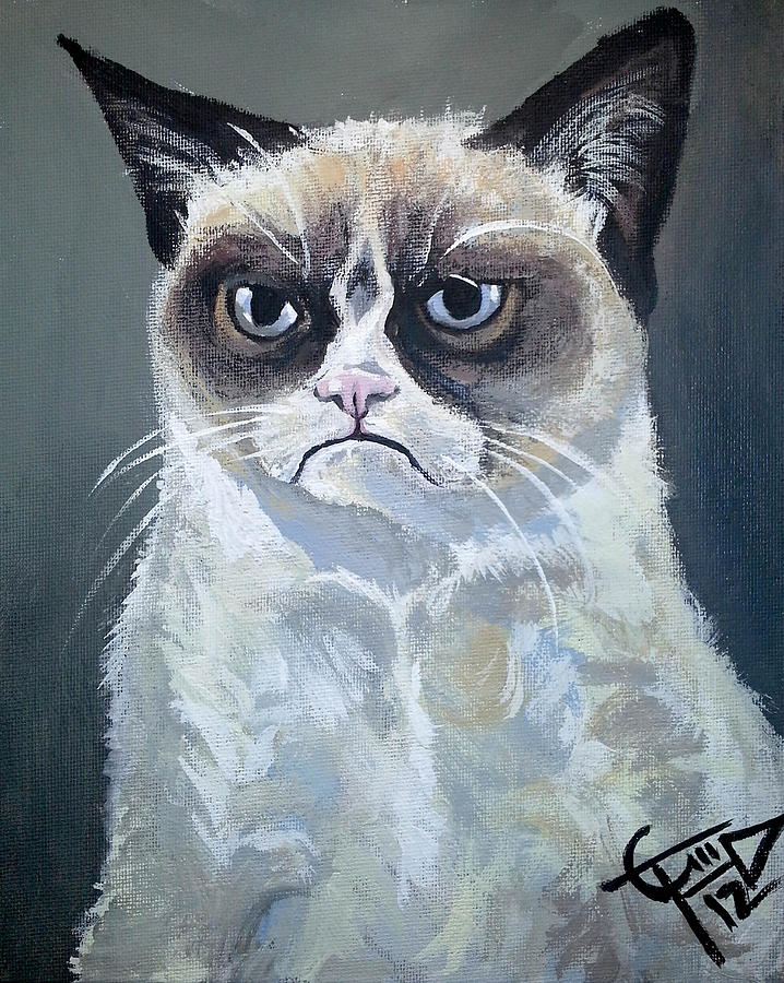 Grumpy Cat Painting - Tard - Grumpy Cat by Tom Carlton