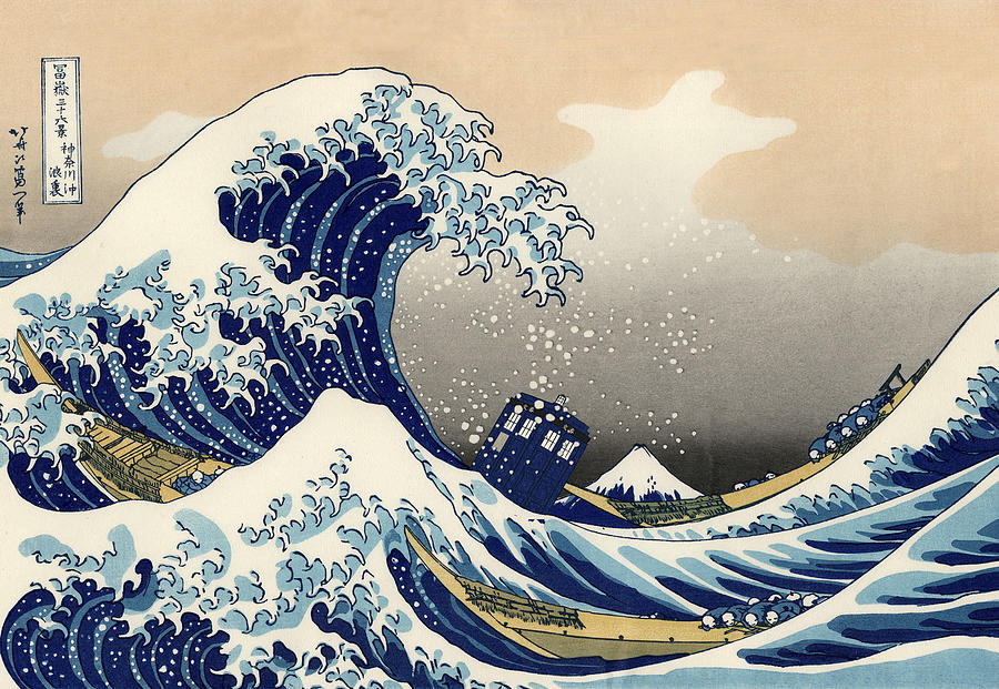 Hokusai Painting - TARDIS v Katsushika Hokusai by GP Abrajano