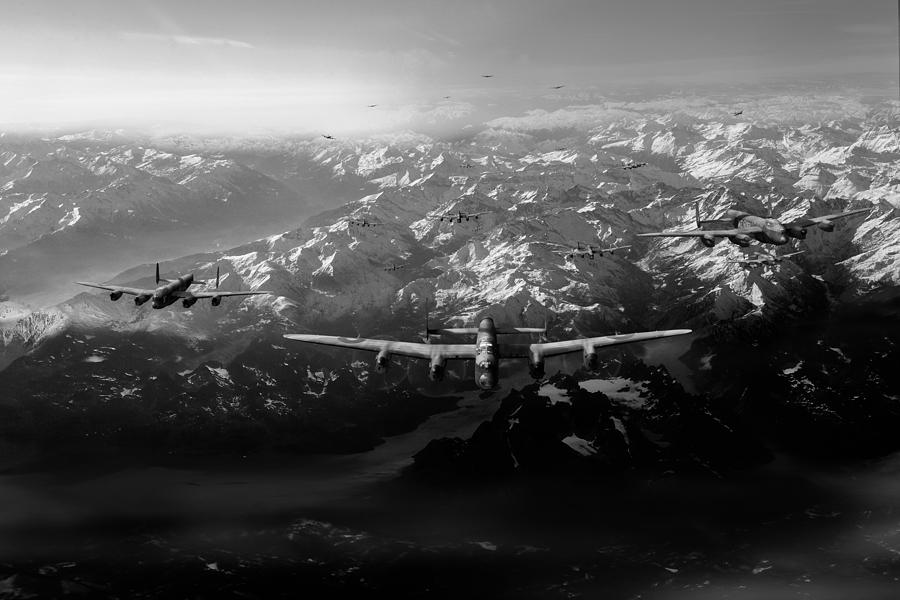 Target Tirpitz in sight black and white version Digital Art by Gary Eason