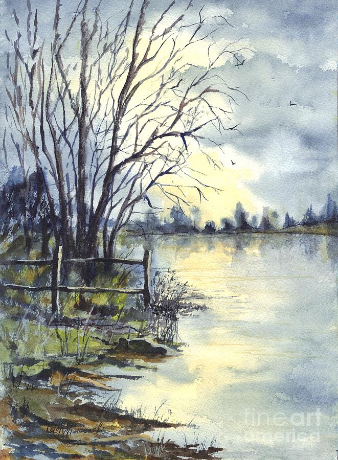 Moonlight Reflections in Loch Tarn in Scotland Painting by Carol Wisniewski