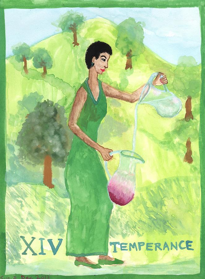 Tarot Painting - Tarot 14 Temperance by Sushila Burgess Tarot Painting - Tarot 14 Temperance by Sushila Burgess