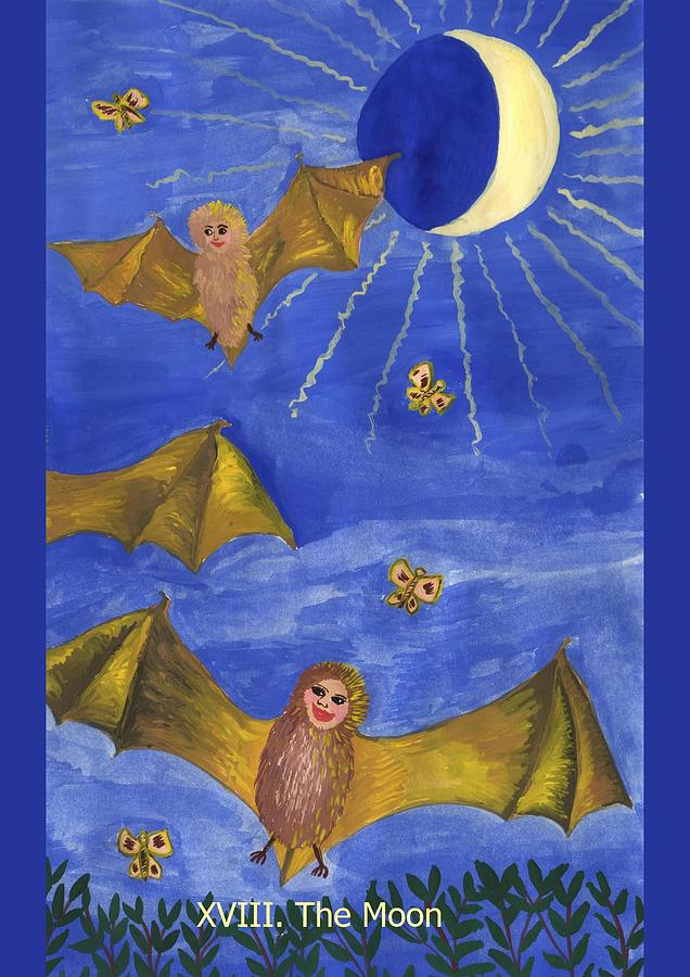 Tarot Painting - Tarot 18 The Moon by Sushila Burgess Tarot Painting - Tarot 18 The Moon by Sushila Burgess