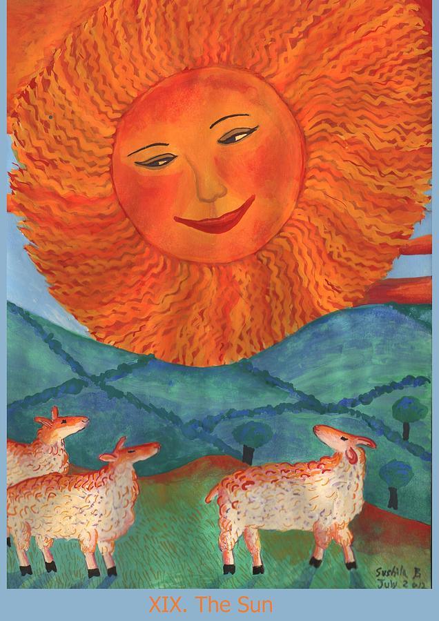 Tarot Painting - Tarot 19 The Sun by Sushila Burgess Tarot Painting - Tarot 19 The Sun by Sushila Burgess