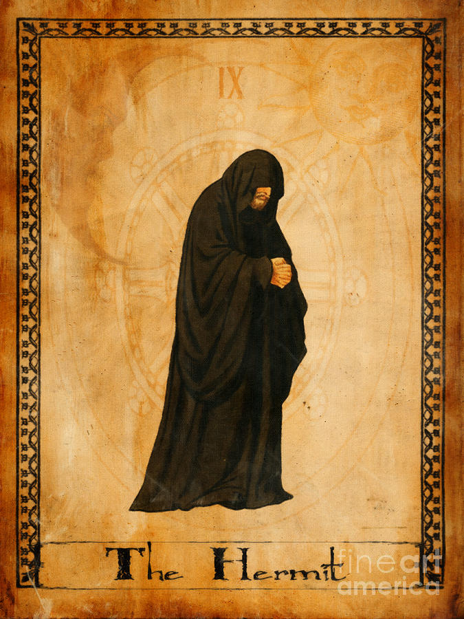Vintage Painting - Tarot Card The Hermit by Cinema Photography