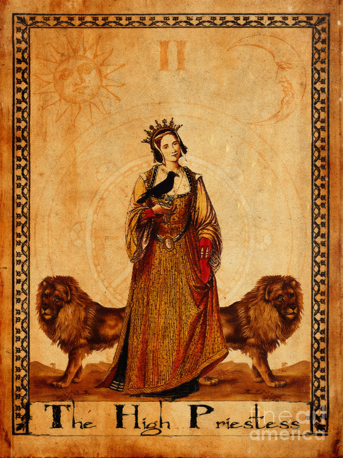 Vintage Painting - Tarot Card The High Priestess by Cinema Photography