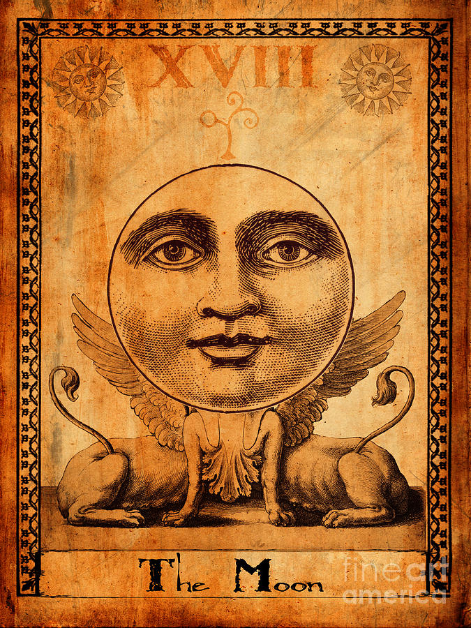 Vintage Painting - Tarot Card The Moon by Cinema Photography