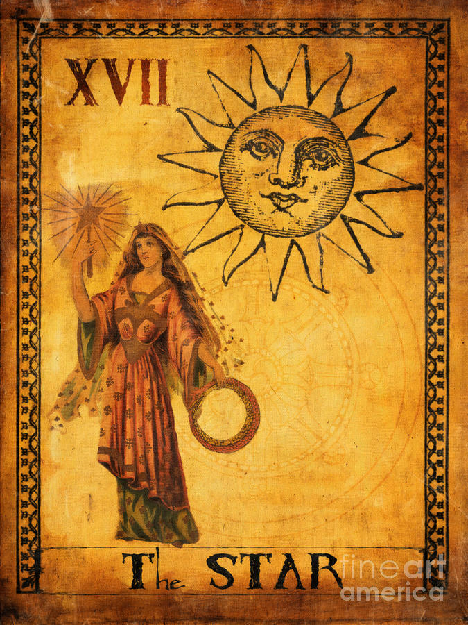 Vintage Painting - Tarot Card The Star by Cinema Photography