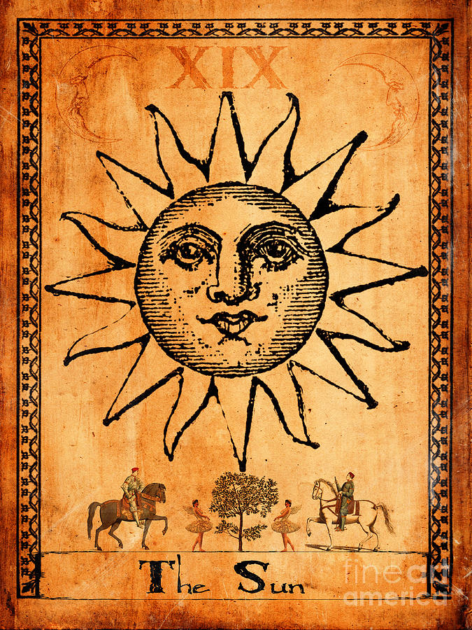 Vintage Painting - Tarot Card The Sun by Cinema Photography