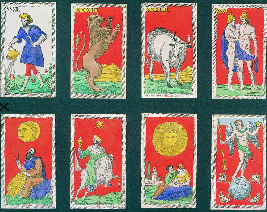 Tarot Cards Featuring Astrological Symbol Photograph by Jean-loup Charmet/science Photo Library