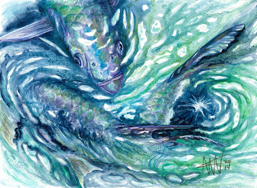 Tarpon Frenzy Painting by Ashley Kujan