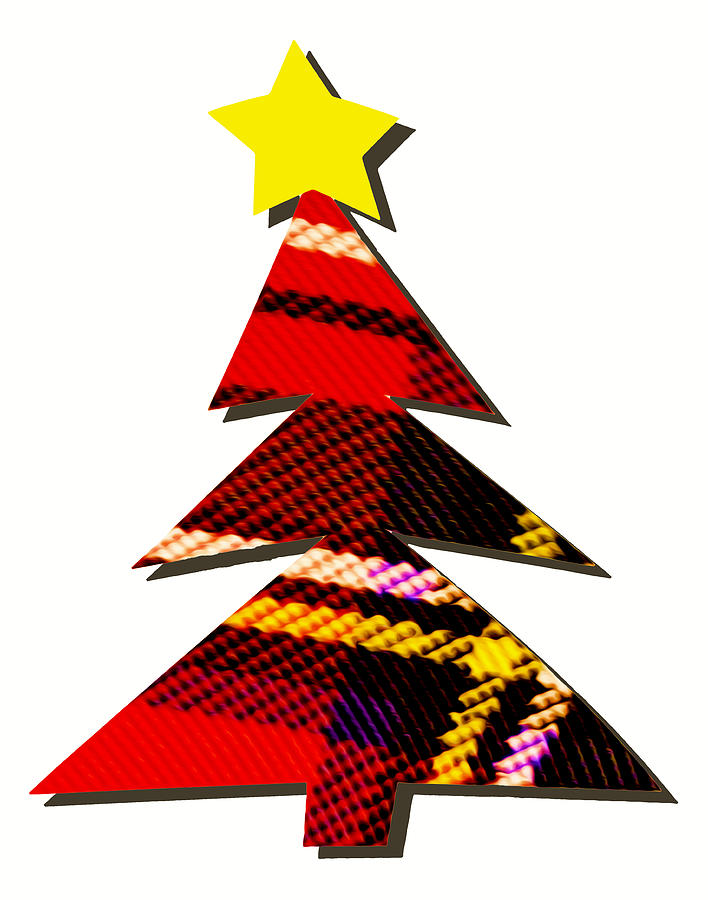 Tartan Christmas Tree on white Digital Art by Hal Halli