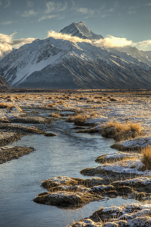 Tasman River And Mt Cook At Dawn Photograph by Colin Monteath