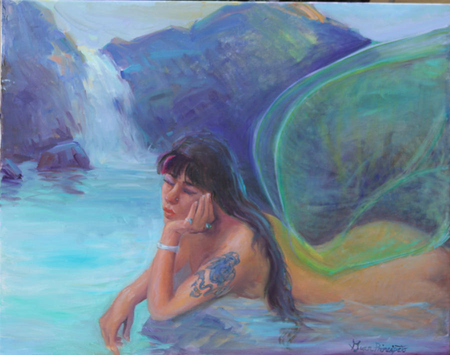 Waterfall Painting - Tatoo Fairy by Gwen Carroll
