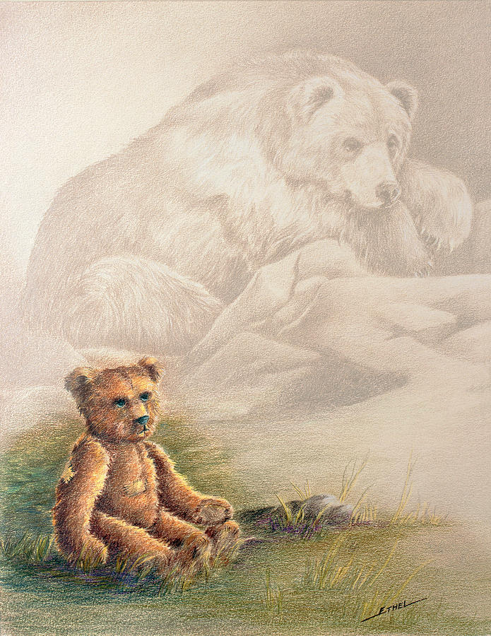 Tattered Bear Drawing by Judi Quelland