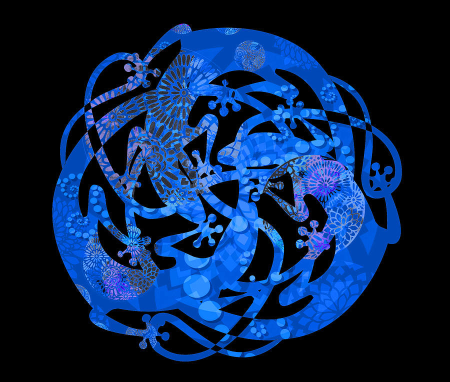 Nature Digital Art - Tattoo Lizards Mandala - Bluer than Blue by Andrea Ribeiro