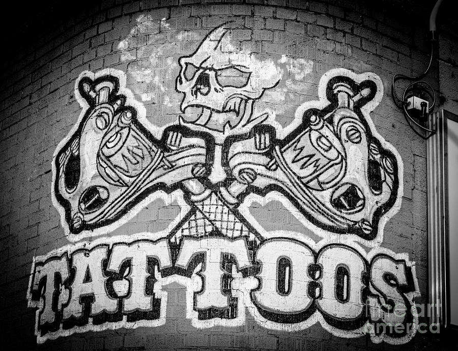 Tattoo Parlor Sign in Rough Neighborhood  Photograph by Gary Whitton