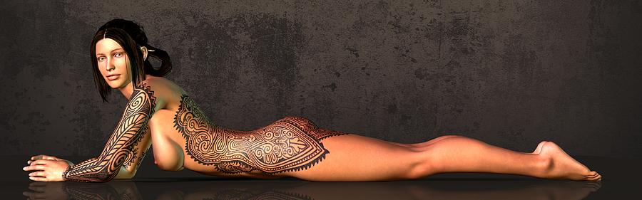 Tattooed Nude 2 Digital Art by Kaylee Mason