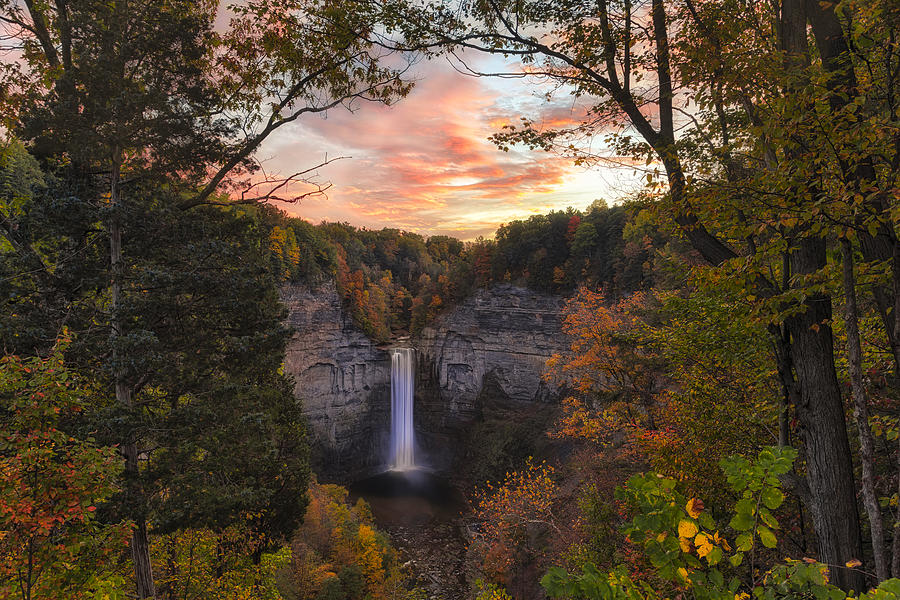 Taughannock Falls Autumn Sunset Photograph by Michele Steffey