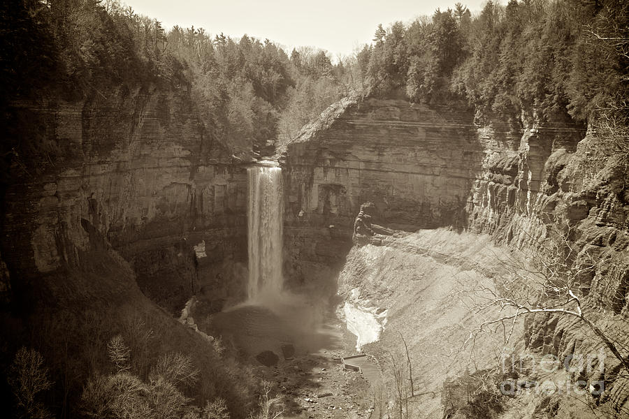 Taughannock Falls in Black and White Photograph by William Norton