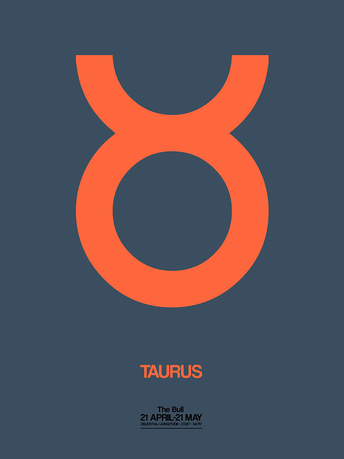 Taurus Digital Art - Taurus Zodiac Sign Orange by Naxart Studio