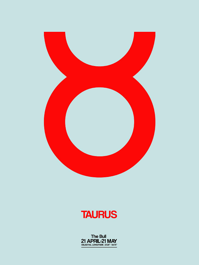Taurus Digital Art - Taurus Zodiac Sign Red by Naxart Studio