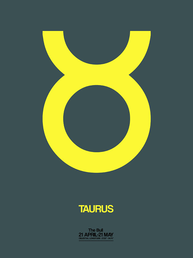 Taurus Digital Art - Taurus Zodiac Sign Yellow by Naxart Studio