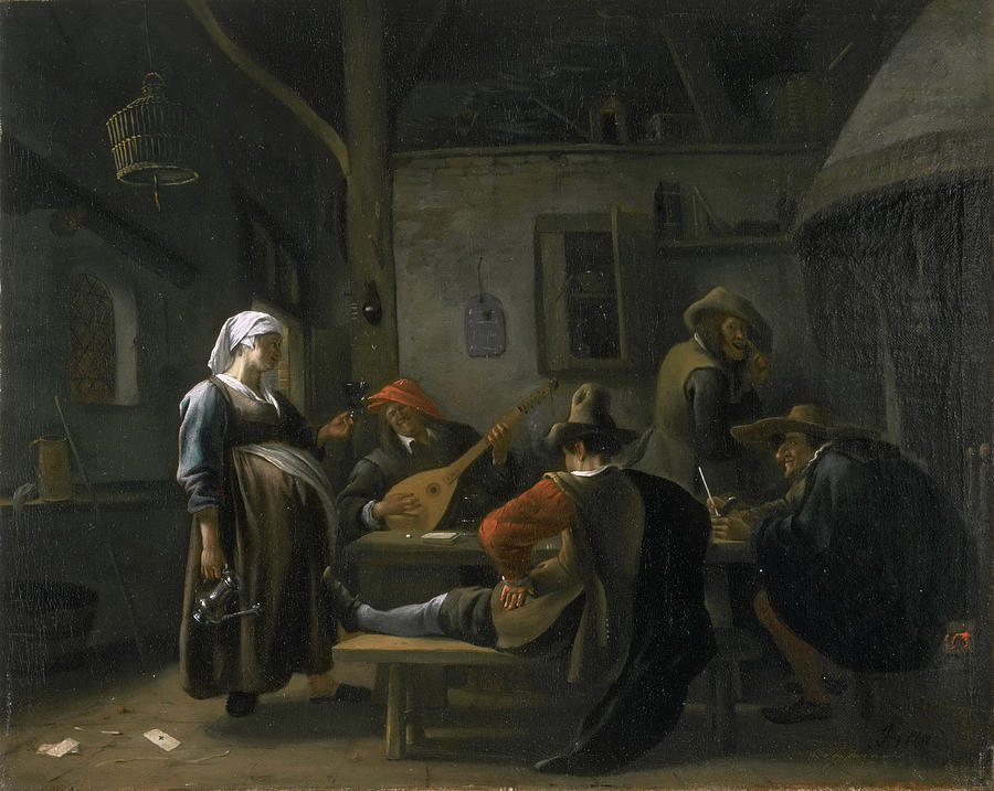 Tavern Scene with a Pregnant Hostess Painting by Jan Steen