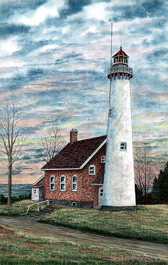 Impressionism Painting - Tawas Point Light by Steven Schultz