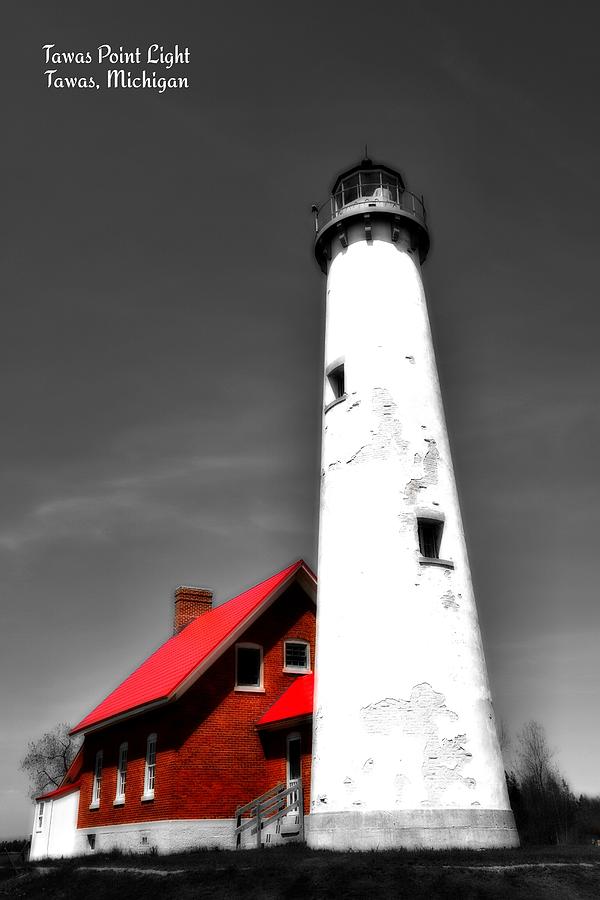 Tawas Point Light  With Text Photograph