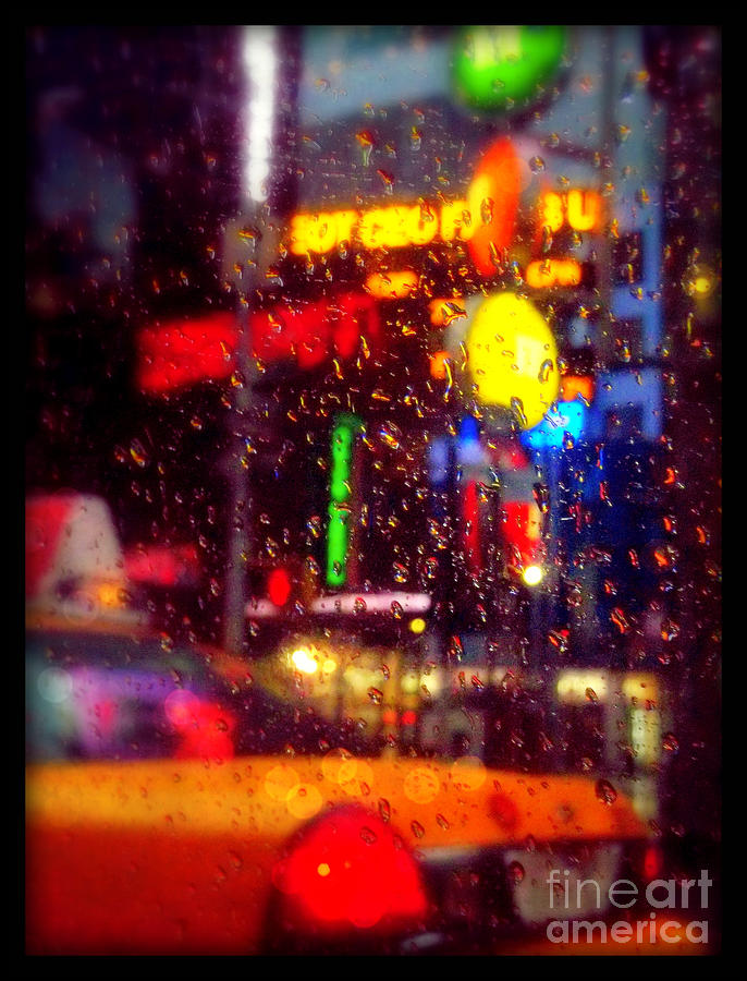 Taxi in the Rain - The Lights of New York Photograph by Miriam Danar