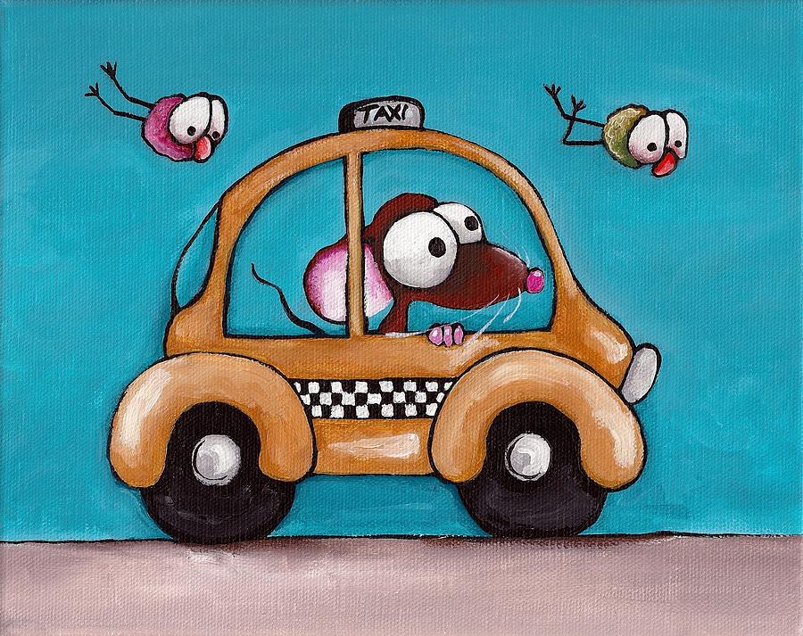 Mouse Painting - Taxi please by Lucia Stewart